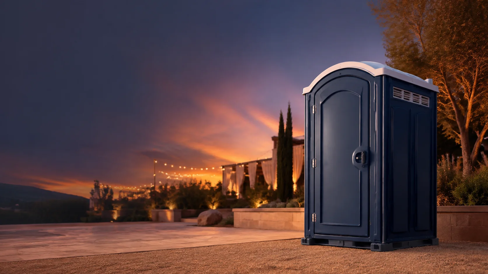Portable restroom shown for rental planning in Brunswick, GA